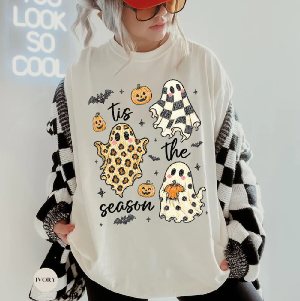 Vintage Halloween Comfort Colors Shirt, Retro Ghosts 'Tis The Season Shirt